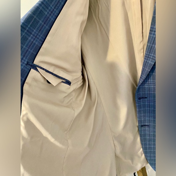 Selected Blue Plaid Blazer For Men/Women, Size 40R Slim Fit - Picture 14 of 16